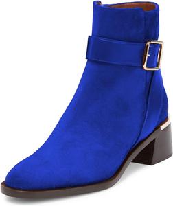 Женские ботильоны YDN с круглыми носками на платформе, невысокий каблук, ремешок с пряжкой, боковая молния, стильная обувь для улицы, размер 4-15 US, Royal Blue