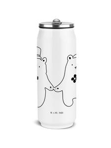 Mr. & Mrs. Panda Бутылка для напитков из нержавеющей стали с изображением медведя, свадебная тематика, надпись белым цветом