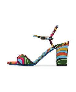 Атласные сандалии с разноцветным принтом Loriblu, мультиколор
