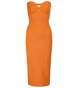 Платье миди Thalia из ребристой ткани Galvan, Ochre