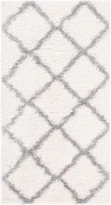 Ковер SAFAVIEH, 61 x 92 см, Parma Shag Collection, Cream & Grey, дизайн Trellis, без линьки и простой в уходе, идеален для помещений с высокой проходимостью: прихожая, гостиная, спальня (PMA521A)