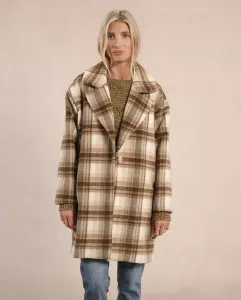 Женское пальто с длинным рукавом, отложным воротником и принтом Molly Bracken, бежевый