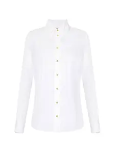 Рубашка с двойным воротником и вышитым логотипом Elisabetta Franchi, белый