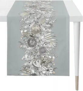 APELT дорожка для стола "6304 CHRISTMAS GLAM, Новогоднее украшение, Рождество ", (1 шт.), цифровая печать 48х140 см, цвет zartes türkis/silberfarben