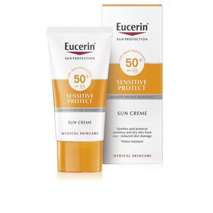 Солнцезащитный крем sun sensitive protect creme für trockene haut spf50+ Eucerin, объем 50 мл