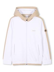 BOSS Kidswear толстовка на молнии с логотипом, белый