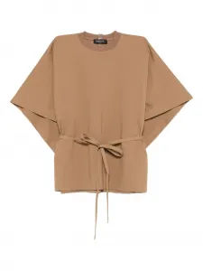 Блузка с поясом и рукавами «летучая мышь» Fabiana Filippi, коричневый