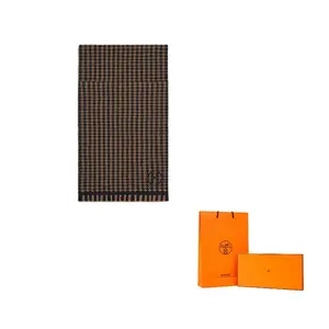 Кашемировые вязаные шарфы для мужчин/Camel HERMES, синий/коричневый