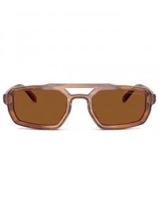 Emporio Armani солнцезащитные очки в прямоугольной оправе, коричневый