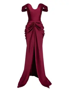 Платье с открытыми плечами и драпировкой Ana Radu, красный