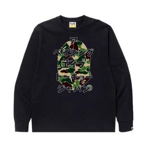 Футболка BAPE ABC Camo Japanese Letters Long-Sleeve Tee, Black/Green