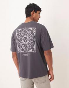 Футболка оверсайз с небесным принтом угольного цвета Asos Design