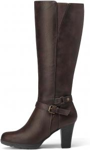 Женские высокие сапоги Mysoft выше колена на массивном каблуке с застежкой-молнией, Dunkelbraun