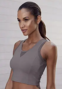 Функциональная рубашка LASCANA ACTIVE со спинкой-борцовкой и сетчатыми вставками, цвет Stone