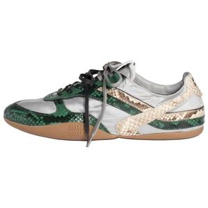 MIU MIU Женские повседневные кроссовки Gymnasium Low Top серебристо-зеленые