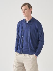 Вязаный кардиган с V-образным вырезом и длинными рукавами из хлопка | Wisting | 30G Современный крой