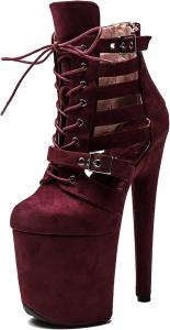 Женские ботильоны WUXIN H&P с экзотическим дизайном, 8-дюймовым высоким каблуком, платформой, фланелевой отделкой, на шнуровке, для пол-дэнсинга