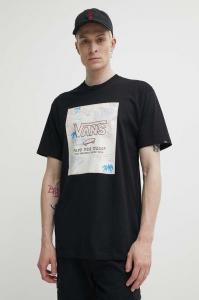 Хлопковая футболка Vans, черный