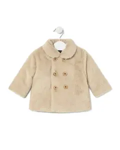 Детское пальто из короткого меха с вышитым логотипом TOUS Tous, бежевый