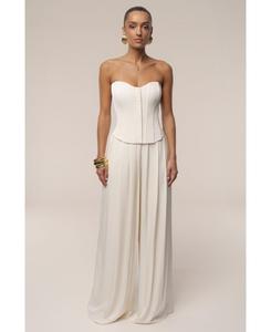 Женские широкие брюки Clara со складками JLUXLABEL, Cream