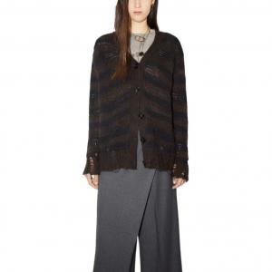 Футболка с эффектом поношенности в полоску, антрацитово-серый Acne Studios, коричневый