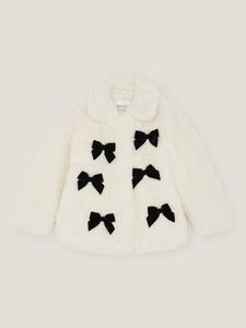 Детское пальто с искусственным мехом и бантом Monsoon, Cream