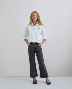 Джинсы для девочки расклешенные с металлизированной нитью Scalpers, темно-серый