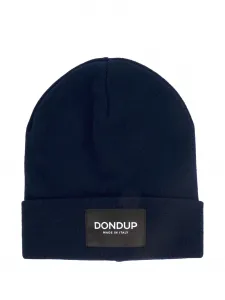 Шапка-бини с нашивкой-логотипом Dondup, синий