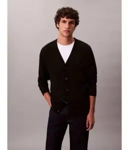 Шерстяной кардиган regular fit Calvin Klein, черный