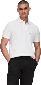 Мужские рубашки поло с короткими рукавами Tommy Hilfiger классического кроя из эластичного органического хлопка пике, White
