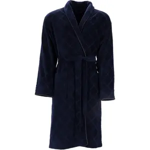 Мужской халат Barron, идеально подходит для сауны и спа, гостиничный халат, утренний халат 1 шт., с шалевым воротником, ромбовидный узор Vossen, Marine blau
