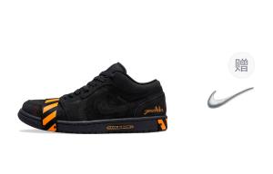 Джордан Эйр 1 Влагоотводящие Кроссовки Баскетбольные Низкие Винтажные Мужские Черные Оранжевые