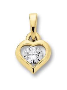 ONE ELEMENT Подвеска в форме сердца с цирконием в оправе из желтого золота 333 пробы