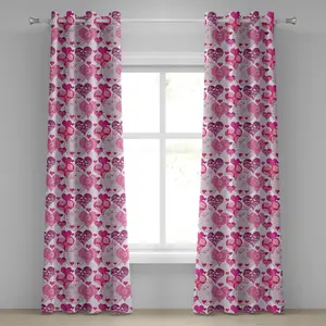 Штора на люверсах ABAKUHAUS Сердца, декоративный узор с символами любви в розовых тонах, вдохновленный Днем святого Валентина, двухпанельная, декоративная, 280 см x 225 см, цвет: розовый, пурпурный Abakuhaus