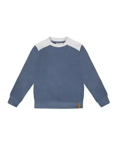 Очень мягкая детская футболка с длинными рукавами, прямой спинкой и ребристым кроем - для малышей. Deux Par Deux, синий