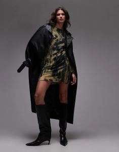 Мини-платье с мятым принтом Topshop