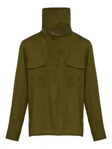 Блузка с высоким воротником Yves Salomon, зеленый