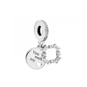 Pandora 925 Sterling Silver Charm, Heart Shaped DIY Charm Women's Silver