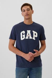 Футболка с коротким рукавом и круглым вырезом из 100% хлопка с оригинальным логотипом на каждый день Gap, синий