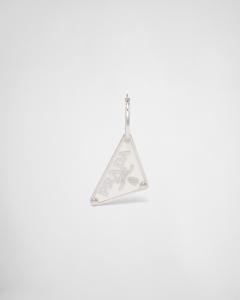 Серьга-подвеска Prada Symbole левая, белый