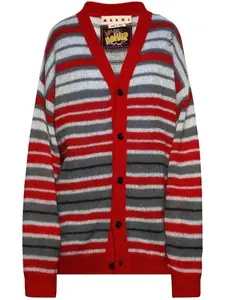 Полосатый кардиган с V-образным вырезом Marni, нейтральный