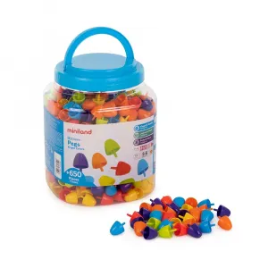Миниатюрная развивающая игрушка Miniland Pegs, 20 мм, 650 штук, мультиколор