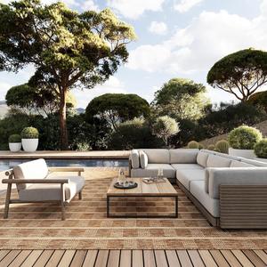 Ковер nuLOOM, 201 x 275 см,  Jellica Striped для дома и улицы в гостиную, на патио, террасу, крыльцо, светло-коричневый