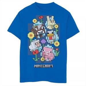 Футболка с рисунком Minecraft для мальчиков 8–20 лет с изображением сельскохозяйственных животных и цветов Licensed Character
