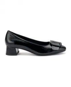 Черные туфли-лодочки из мятой кожи с пряжкой Frau, черный