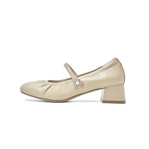 PT'SON Женские туфли Мэри Джейн на массивном каблуке - нежная персиковая марля, цвет Soft Gauze Apricot