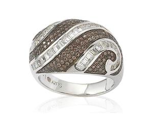 Кольцо Suzy Levian из стерлингового серебра с кубическим цирконием, инкрустированное в технике паве и канальной закрепки в виде завитков Suzy Levian New York, Brown