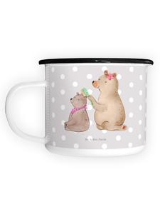 Эмалированная кружка XL Медведь без слов, серая пастель Mr. & Mrs. Panda