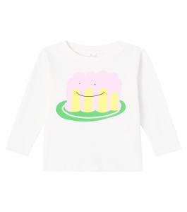 Футболка из хлопкового джерси с принтом Stella McCartney Kids, слоновая кость