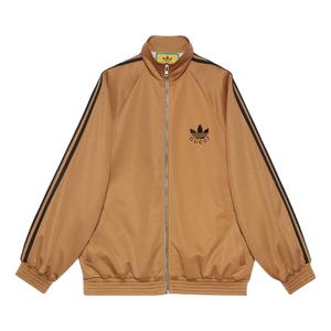 Куртка (WMNS) Gucci x adidas Cotton Jersey Zip Jacket 'Beige Black', бежевый